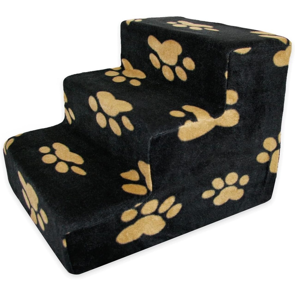 image:imageBest Pet Supplies Dog Stairs amp Steps Foam Steps for Small Dogs amp Cats NonSlip Indoor Balanced Pet Step Support Dog Ramp No Assembly Gray 5Step 225inch HeightPaw Print on Black