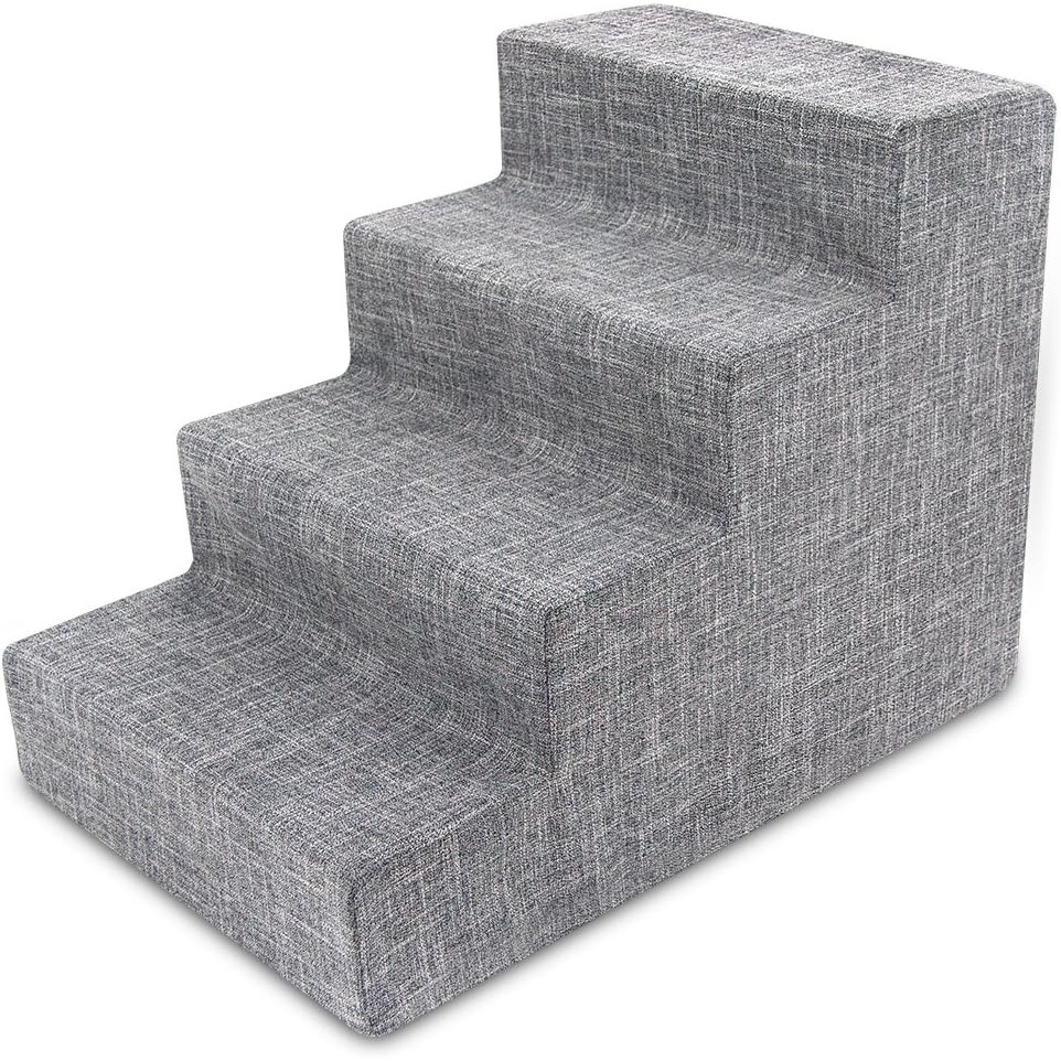 image:imageBest Pet Supplies Dog Stairs amp Steps Foam Steps for Small Dogs amp Cats NonSlip Indoor Balanced Pet Step Support Dog Ramp No Assembly Gray 5Step 225inch HeightAsh Gray Linen Vacuum Packed