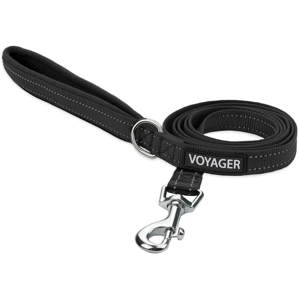 image:imageBest Pet Supplies Voyager Reflective Dog Leash or Collar with Neoprene Handle for Small Medium and Large Breed Puppies Cute and Heavy Duty for Walking Running and Training Blue Leash SLeash Black