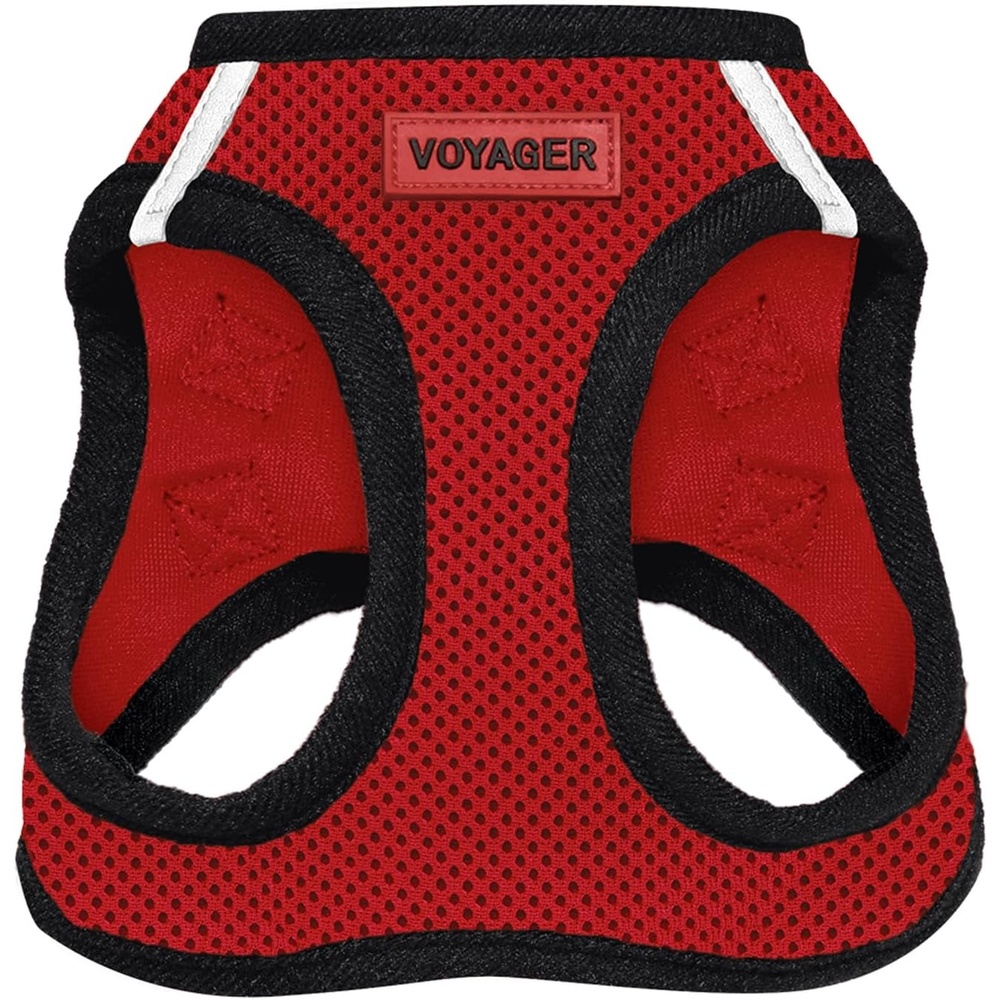 image:imageBest Pet Supplies Voyager Stepin Air Harness All Weather Mesh Reflective No Pull Harness for Dogs Cats Secure with Hook amp Loop Fastener Buckle Double DRings Fuchsia SHarness RedBlack Trim