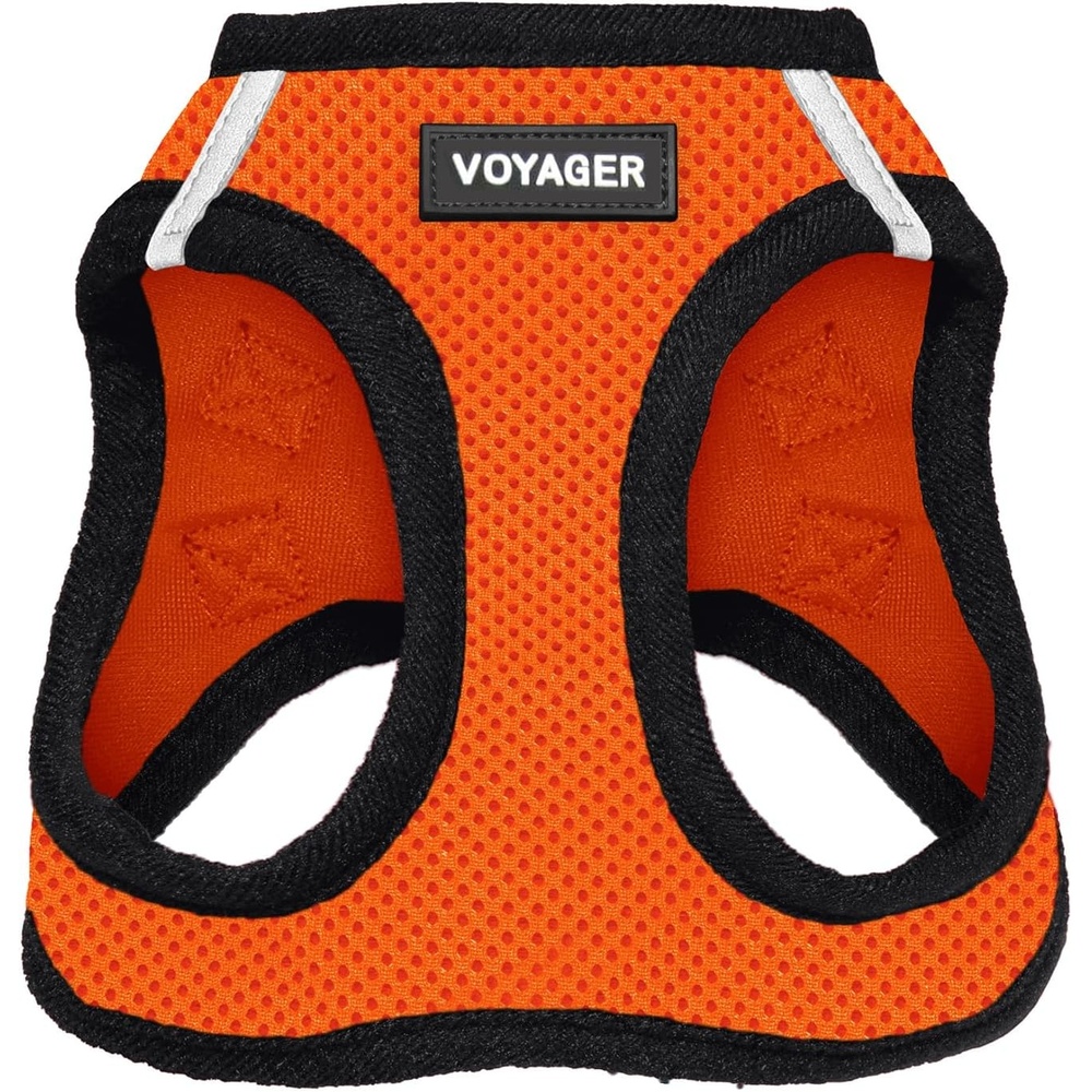 image:imageBest Pet Supplies Voyager Stepin Air Harness All Weather Mesh Reflective No Pull Harness for Dogs Cats Secure with Hook amp Loop Fastener Buckle Double DRings Fuchsia SHarness OrangeBlack Trim
