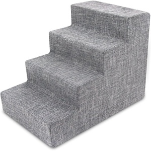image:imageBest Pet Supplies Dog Stairs amp Steps  Foam Steps for Small Dogs amp Cats NonSlip Indoor Balanced Pet Step Support Dog Ramp No Assembly Gray 5Step 225inch HeightAsh Gray Linen Vacuum Packed