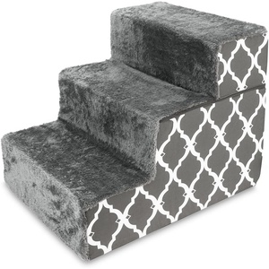 image:imageBest Pet Supplies Dog Stairs amp Steps  Foam Steps for Small Dogs amp Cats NonSlip Indoor Balanced Pet Step Support Dog Ramp No Assembly Gray 5Step 225inch HeightGray Lattice Print
