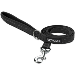 image:imageBest Pet Supplies Voyager Reflective Dog Leash or Collar with Neoprene Handle for Small Medium and Large Breed Puppies Cute and Heavy Duty for Walking Running and Training  Blue Leash SLeash Black
