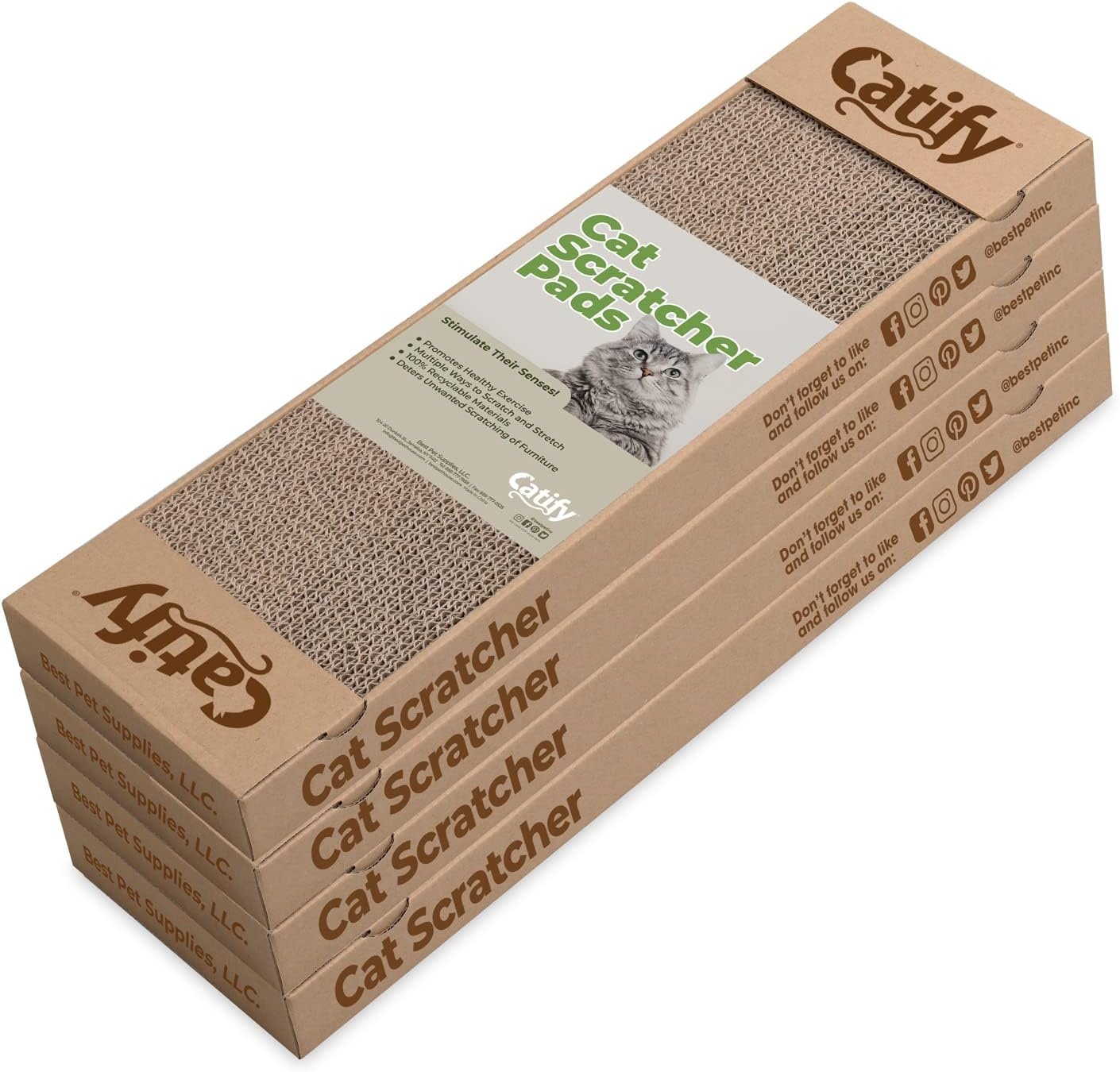 image:imageBest Pet Supplies Catify Cat Scratcher Fun Interactive Scratchers Posts Poles Claw Safe Furniture Saver Indoor Play Support Natural Cat Behaviors Heavy Duty LShape H 19Narrow 4 Pack