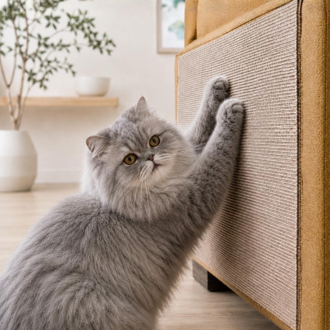 image:imageBest Pet Supplies Catify Cat Scratcher Fun Interactive Scratchers Posts Poles Claw Safe Furniture Saver Indoor Play Support Natural Cat Behaviors Heavy Duty LShape H 19Beige Mat L 39