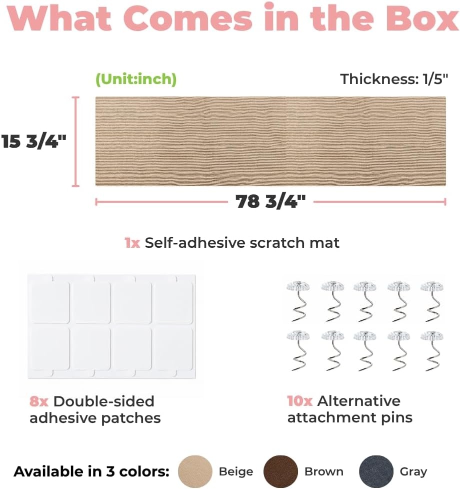 image:imageBest Pet Supplies Catify Cat Scratcher Fun Interactive Scratchers Posts Poles Claw Safe Furniture Saver Indoor Play Support Natural Cat Behaviors Heavy Duty LShape H 19Beige Mat L 78