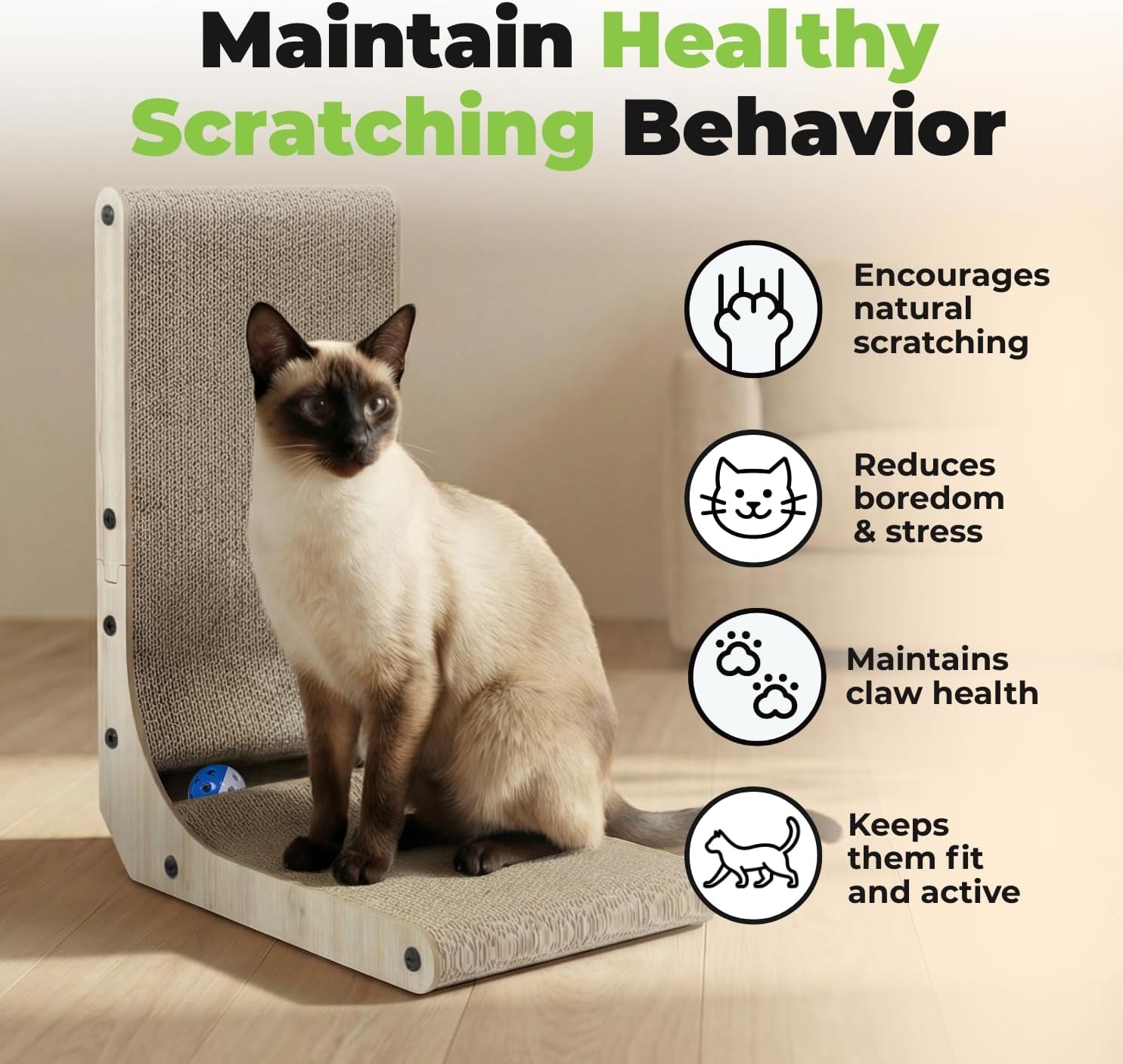 image:imageBest Pet Supplies Catify Cat Scratcher Fun Interactive Scratchers Posts Poles Claw Safe Furniture Saver Indoor Play Support Natural Cat Behaviors Heavy Duty LShape H 19LShape H 26