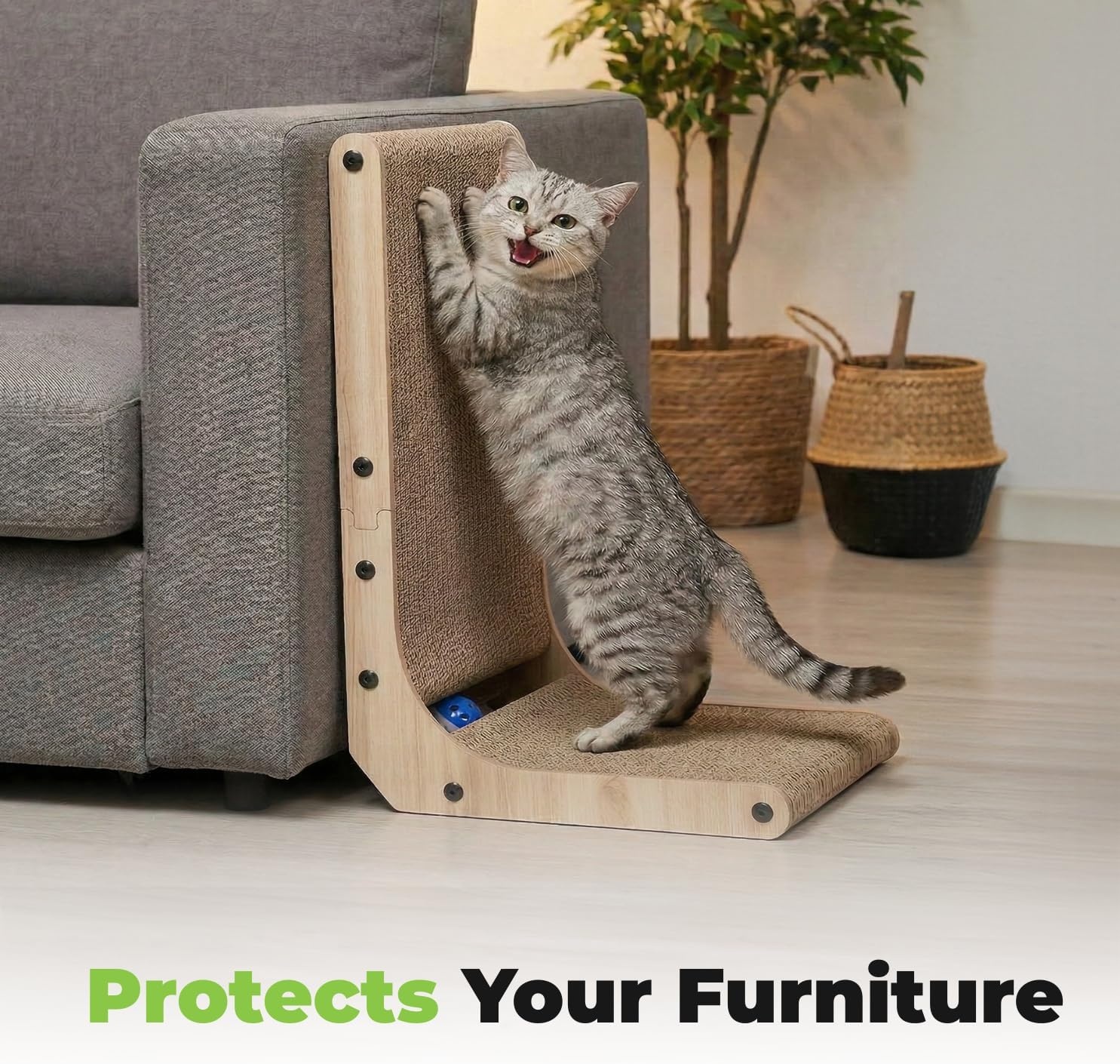 image:imageBest Pet Supplies Catify Cat Scratcher Fun Interactive Scratchers Posts Poles Claw Safe Furniture Saver Indoor Play Support Natural Cat Behaviors Heavy Duty LShape H 19LShape H 26