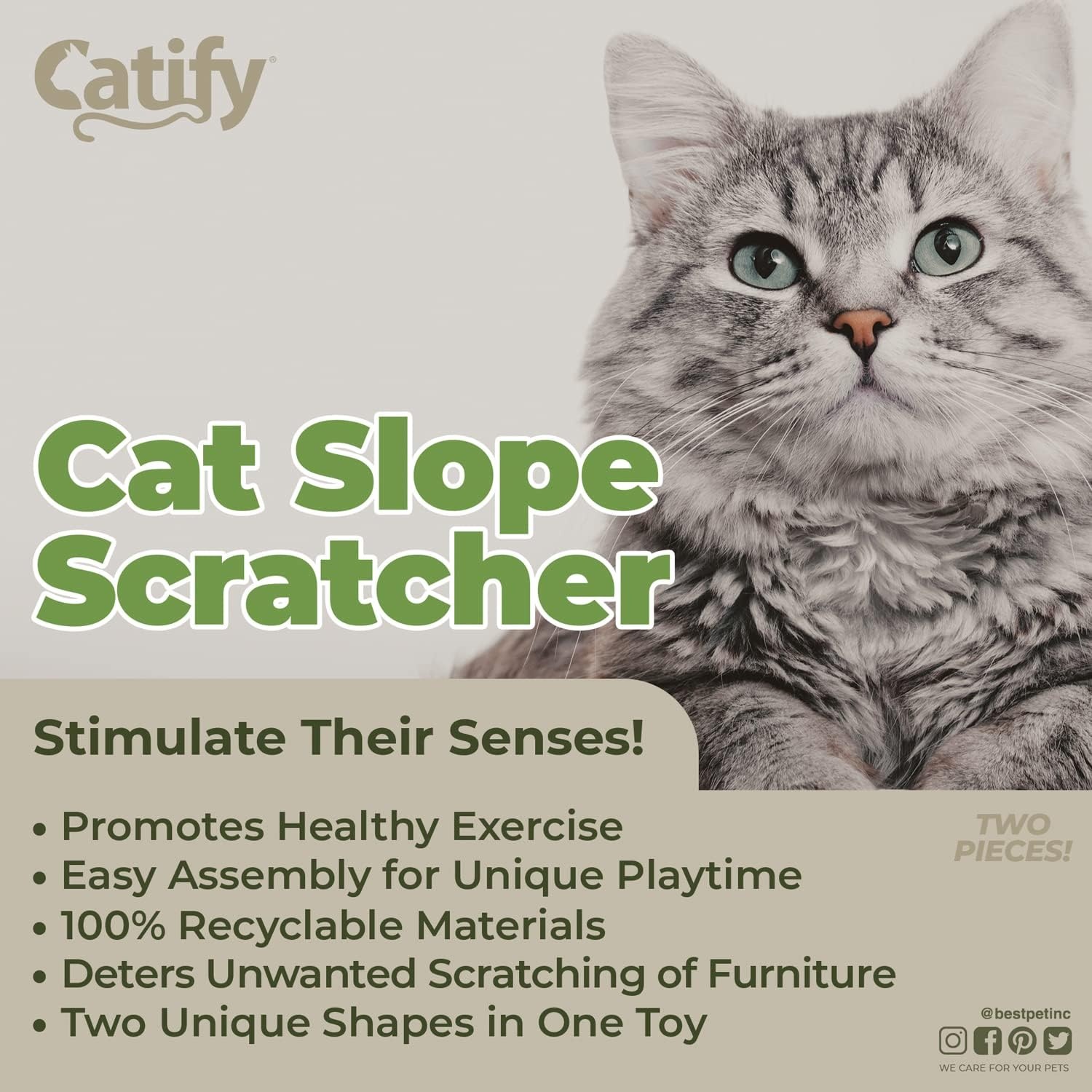 image:imageBest Pet Supplies Catify Cat Scratcher Fun Interactive Scratchers Posts Poles Claw Safe Furniture Saver Indoor Play Support Natural Cat Behaviors Heavy Duty LShape H 19Slope 2 Pack
