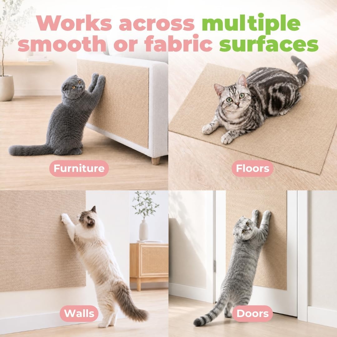 image:imageBest Pet Supplies Catify Cat Scratcher Fun Interactive Scratchers Posts Poles Claw Safe Furniture Saver Indoor Play Support Natural Cat Behaviors Heavy Duty LShape H 19Beige Mat L 78