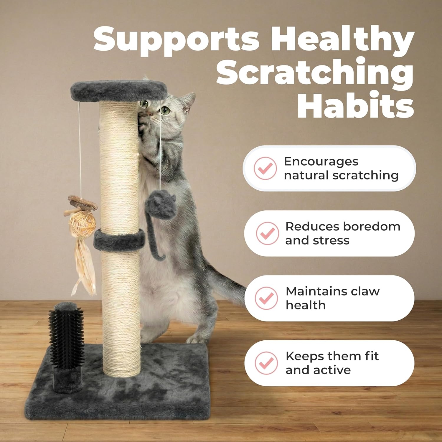 image:imageBest Pet Supplies Catify Cat Scratcher Fun Interactive Scratchers Posts Poles Claw Safe Furniture Saver Indoor Play Support Natural Cat Behaviors Heavy Duty LShape H 19Gray Scratching Post H 25