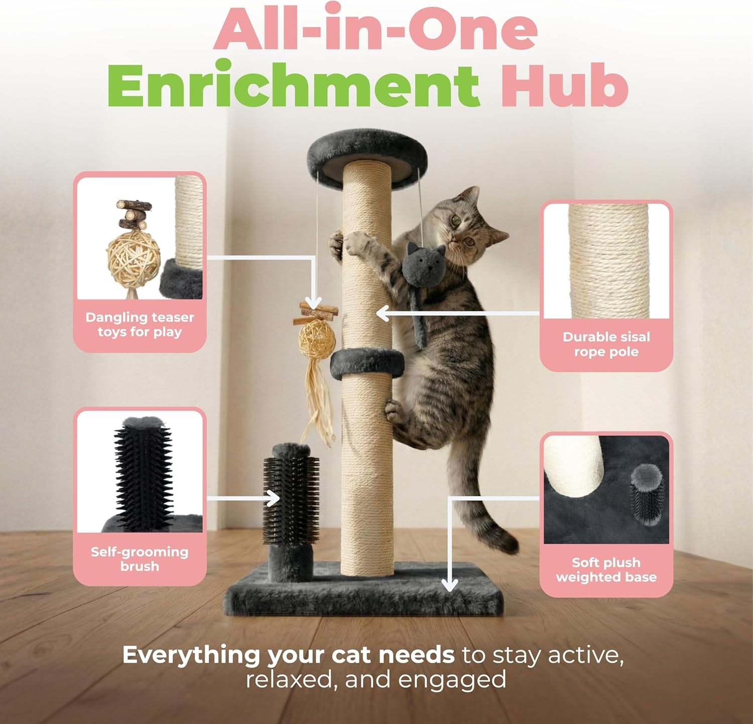 image:imageBest Pet Supplies Catify Cat Scratcher Fun Interactive Scratchers Posts Poles Claw Safe Furniture Saver Indoor Play Support Natural Cat Behaviors Heavy Duty LShape H 19Gray Scratching Post H 33