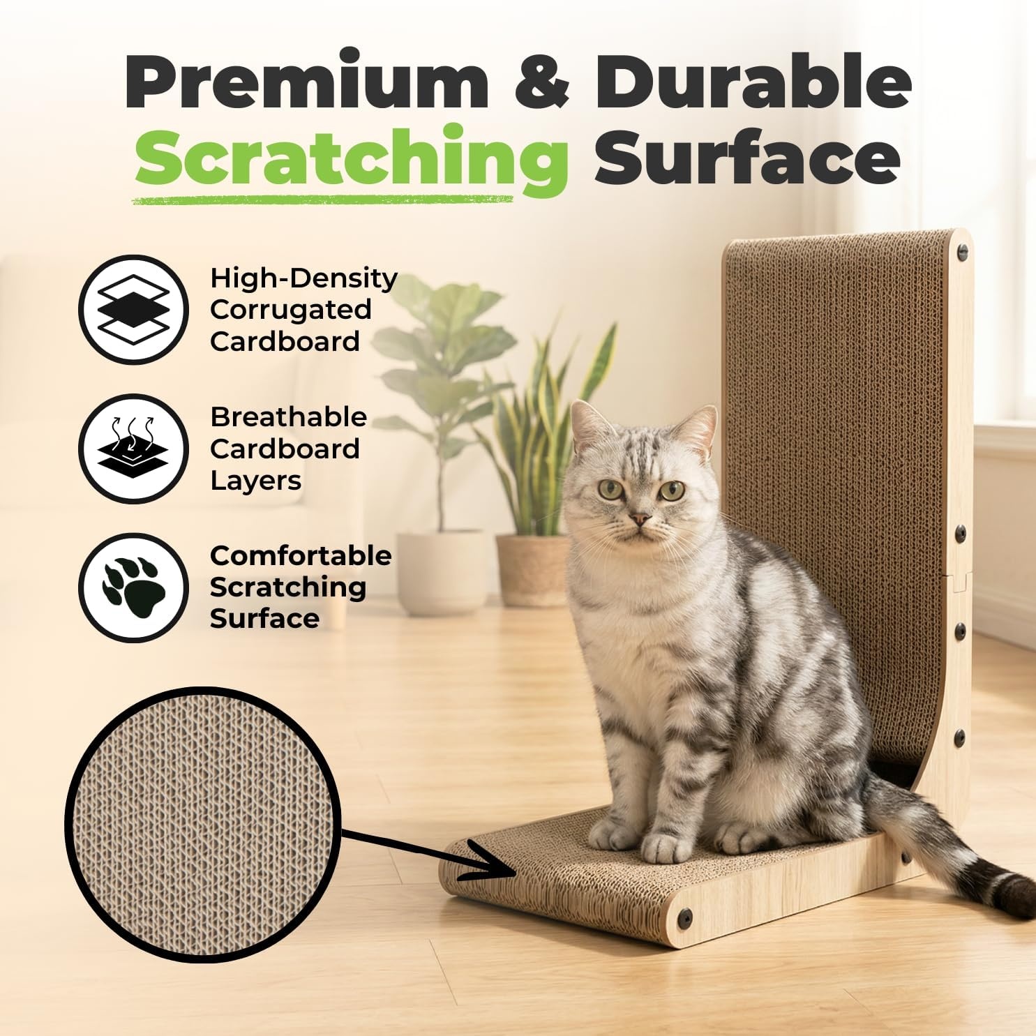 image:imageBest Pet Supplies Catify Cat Scratcher Fun Interactive Scratchers Posts Poles Claw Safe Furniture Saver Indoor Play Support Natural Cat Behaviors Heavy Duty LShape H 19LShape H 26