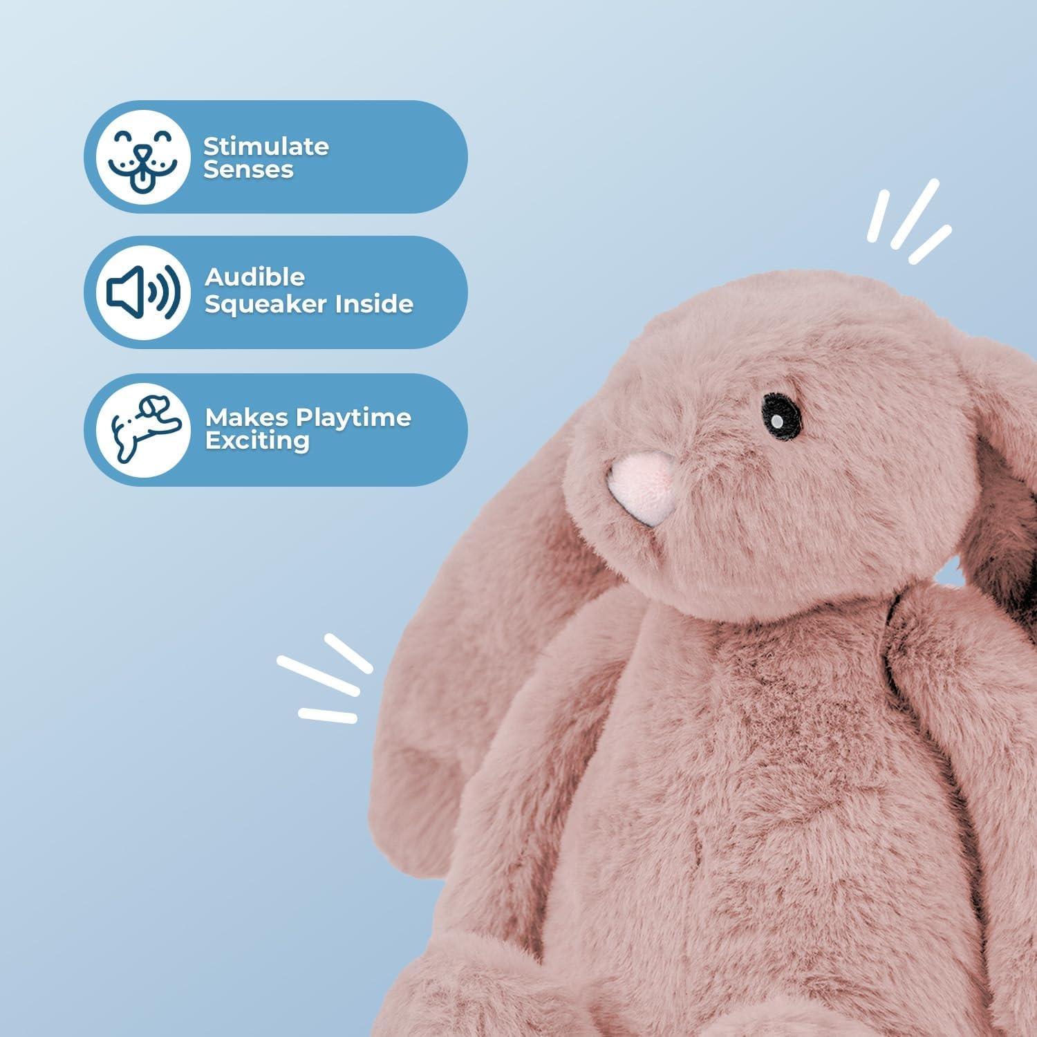 image:imageBest Pet Supplies Interactive Squeaky Dog Chew Toy Ideal Dog Toys for Chewers Small Medium amp Large Dogs and Fetch Lovers Crinkle Duck Blue LargeBunny Mauve