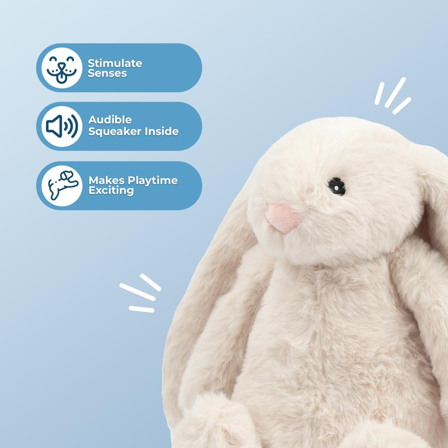 image:imageBest Pet Supplies Interactive Squeaky Dog Chew Toy Ideal Dog Toys for Chewers Small Medium amp Large Dogs and Fetch Lovers Crinkle Duck Blue LargeBunny Beige