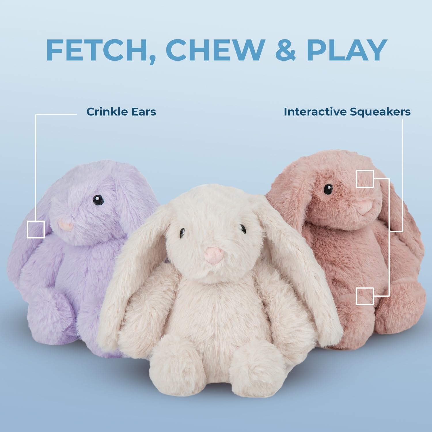 image:imageBest Pet Supplies Interactive Squeaky Dog Chew Toy Ideal Dog Toys for Chewers Small Medium amp Large Dogs and Fetch Lovers Crinkle Duck Blue LargeBunny Mauve