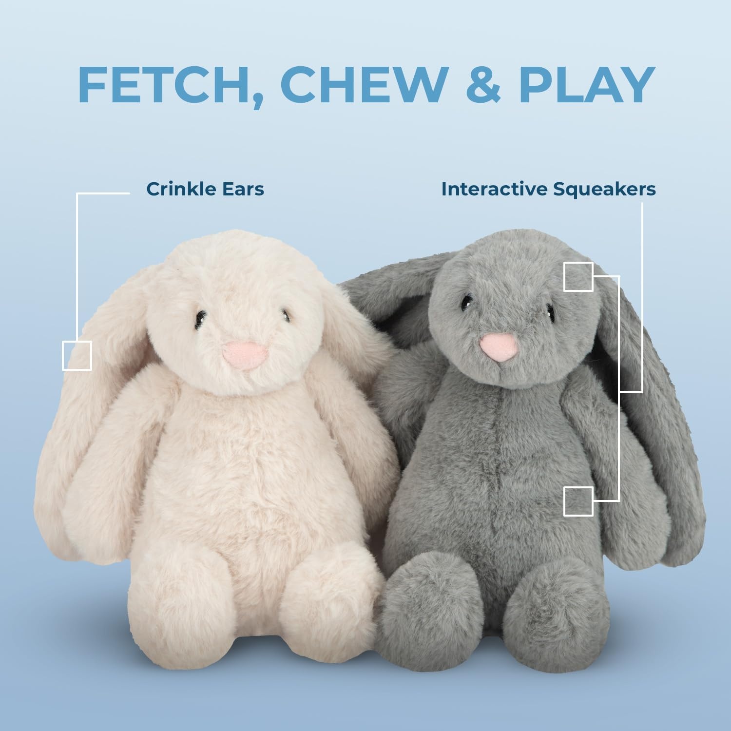 image:imageBest Pet Supplies Interactive Squeaky Dog Chew Toy Ideal Dog Toys for Chewers Small Medium amp Large Dogs and Fetch Lovers Crinkle Duck Blue LargeBunny Beige