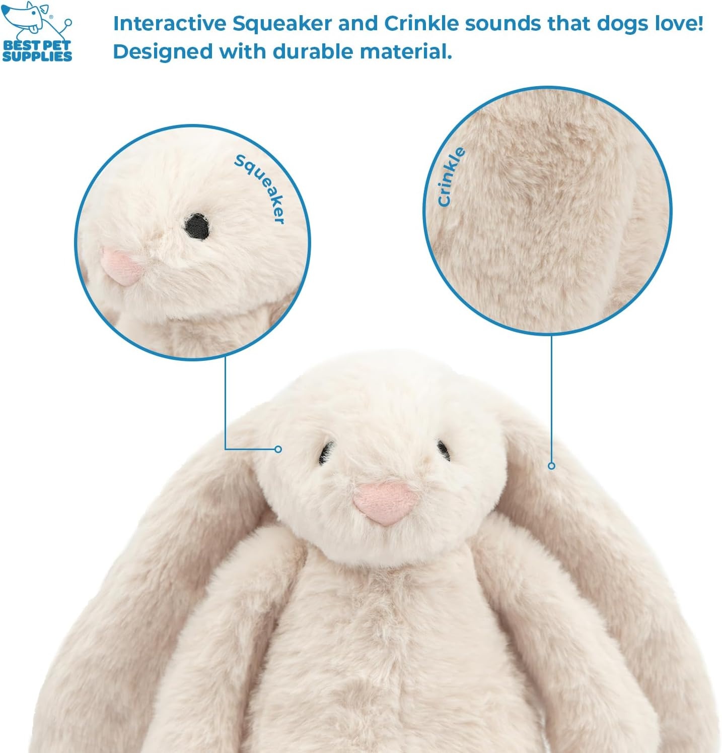 image:imageBest Pet Supplies Interactive Squeaky Dog Chew Toy Ideal Dog Toys for Chewers Small Medium amp Large Dogs and Fetch Lovers Crinkle Duck Blue LargeBunny Beige