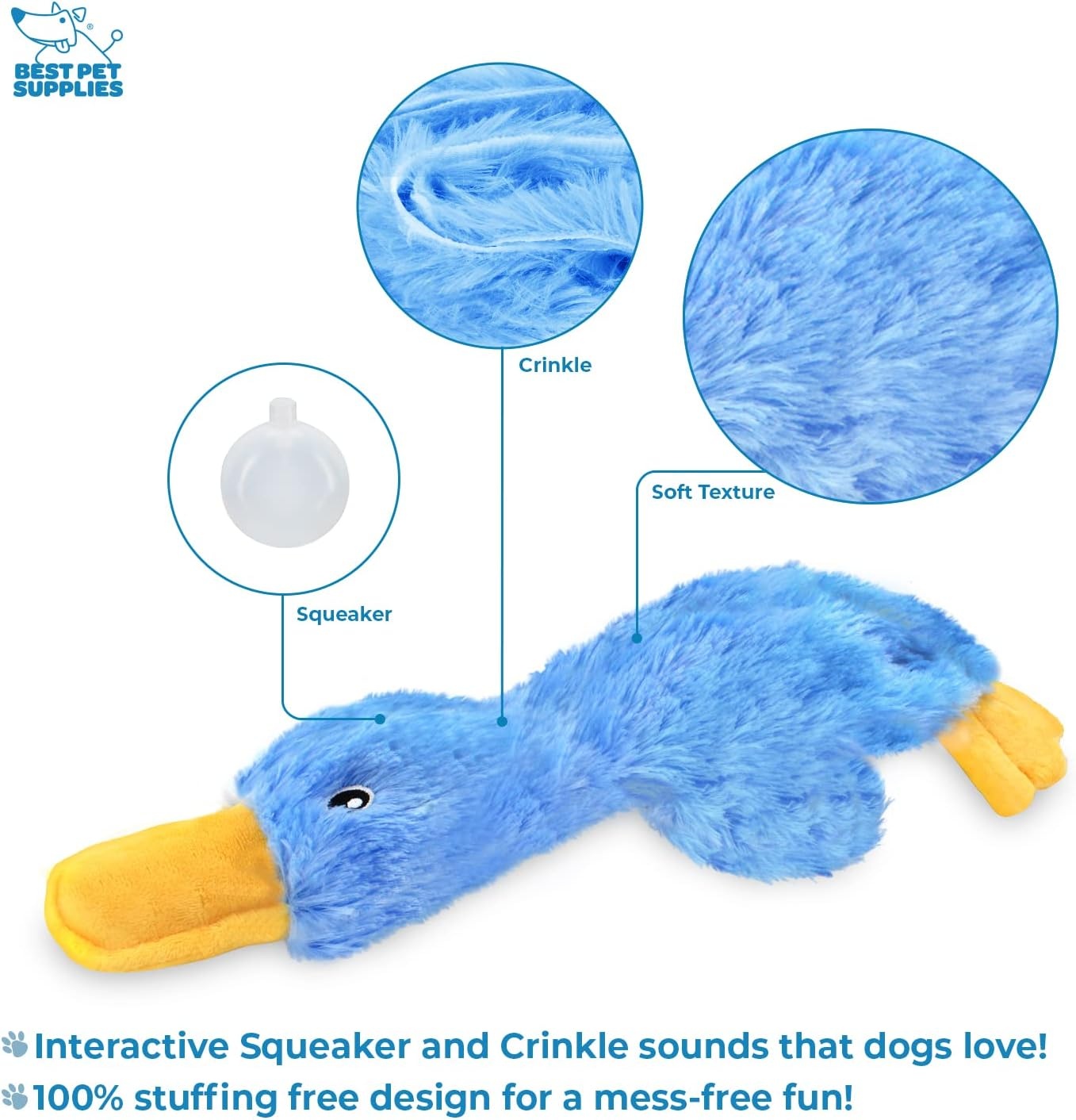 image:imageBest Pet Supplies Interactive Squeaky Dog Chew Toy Ideal Dog Toys for Chewers Small Medium amp Large Dogs and Fetch Lovers Crinkle Duck Blue LargeCrinkle Duck Blue