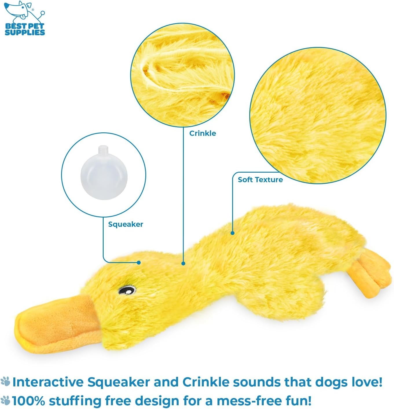 image:imageBest Pet Supplies Interactive Squeaky Dog Chew Toy Ideal Dog Toys for Chewers Small Medium amp Large Dogs and Fetch Lovers Crinkle Duck Blue LargeCrinkle Duck Yellow