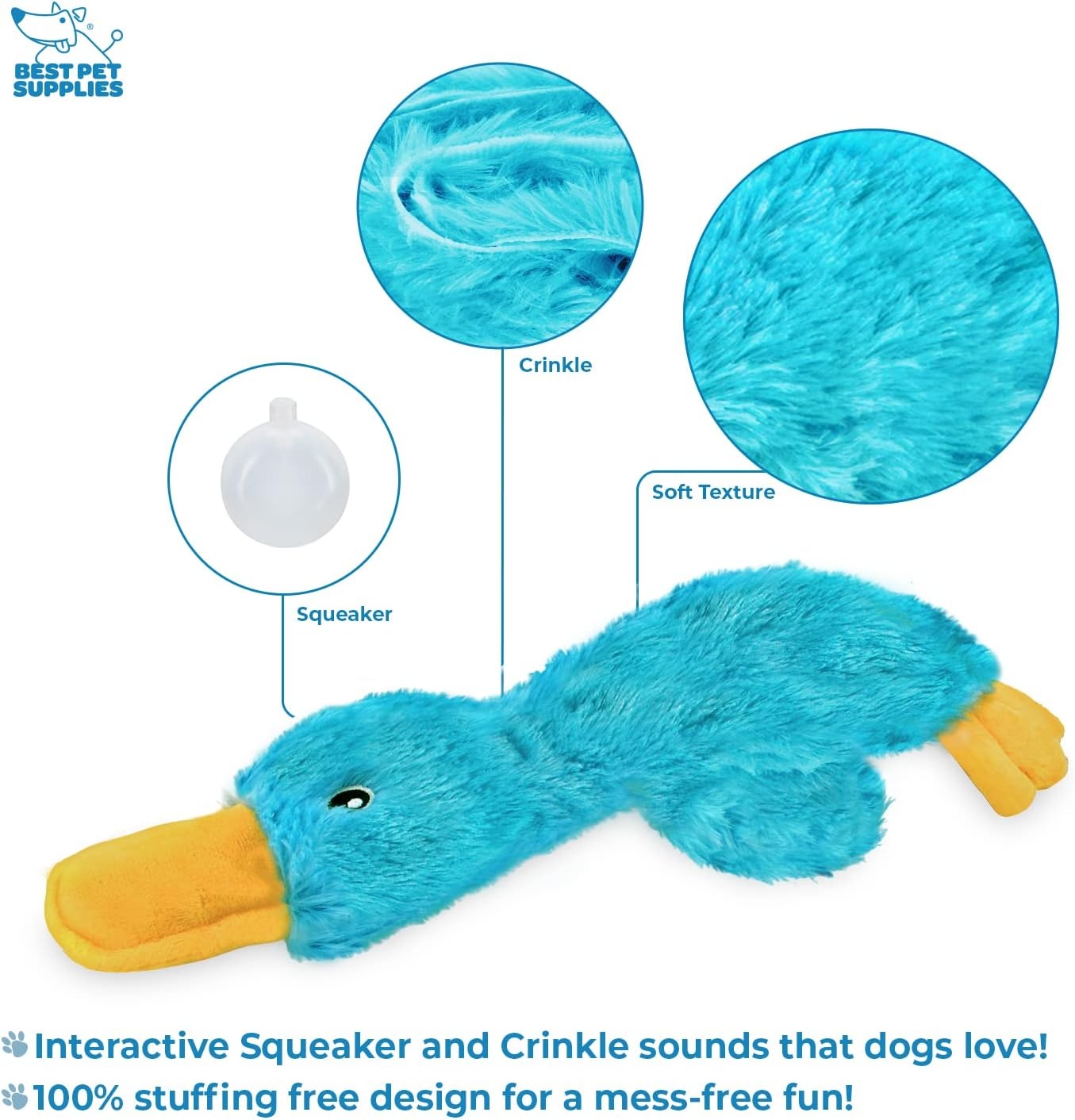 image:imageBest Pet Supplies Interactive Squeaky Dog Chew Toy Ideal Dog Toys for Chewers Small Medium amp Large Dogs and Fetch Lovers Crinkle Duck Blue LargeCrinkle Duck Yellow Purple Turquoise