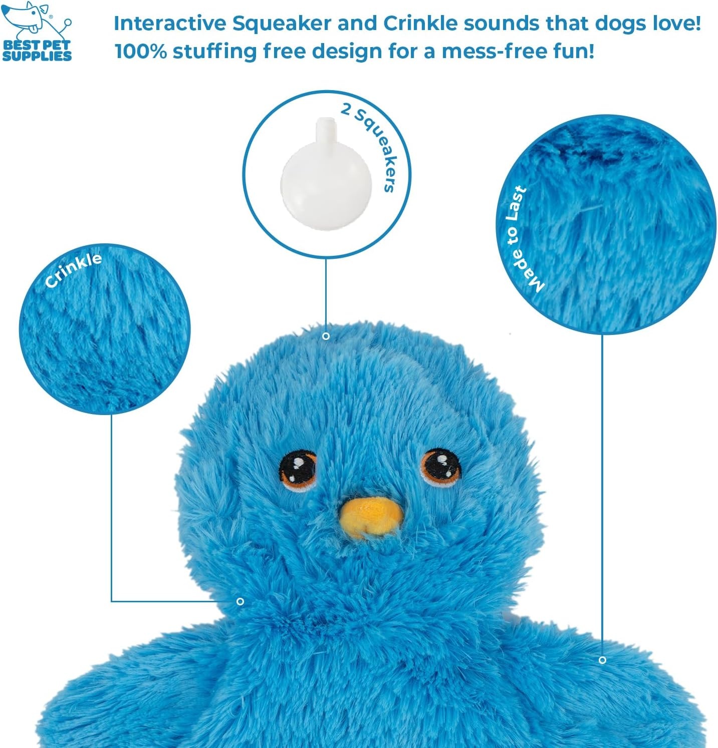image:imageBest Pet Supplies Interactive Squeaky Dog Chew Toy Ideal Dog Toys for Chewers Small Medium amp Large Dogs and Fetch Lovers Crinkle Duck Blue LargeCrinkle Chicken Blue
