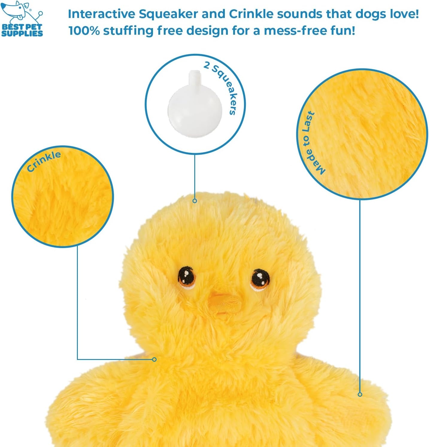 image:imageBest Pet Supplies Interactive Squeaky Dog Chew Toy Ideal Dog Toys for Chewers Small Medium amp Large Dogs and Fetch Lovers Crinkle Duck Blue LargeCrinkle Chicken Yellow