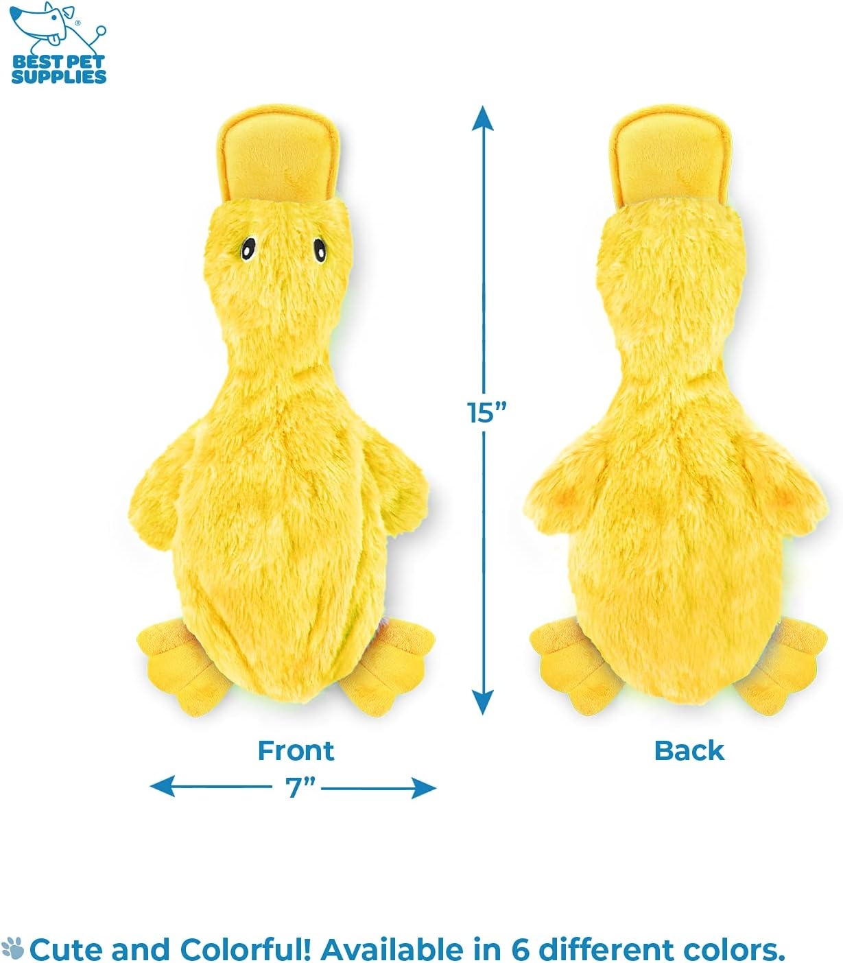image:imageBest Pet Supplies Interactive Squeaky Dog Chew Toy Ideal Dog Toys for Chewers Small Medium amp Large Dogs and Fetch Lovers Crinkle Duck Blue LargeCrinkle Duck Yellow Purple Turquoise