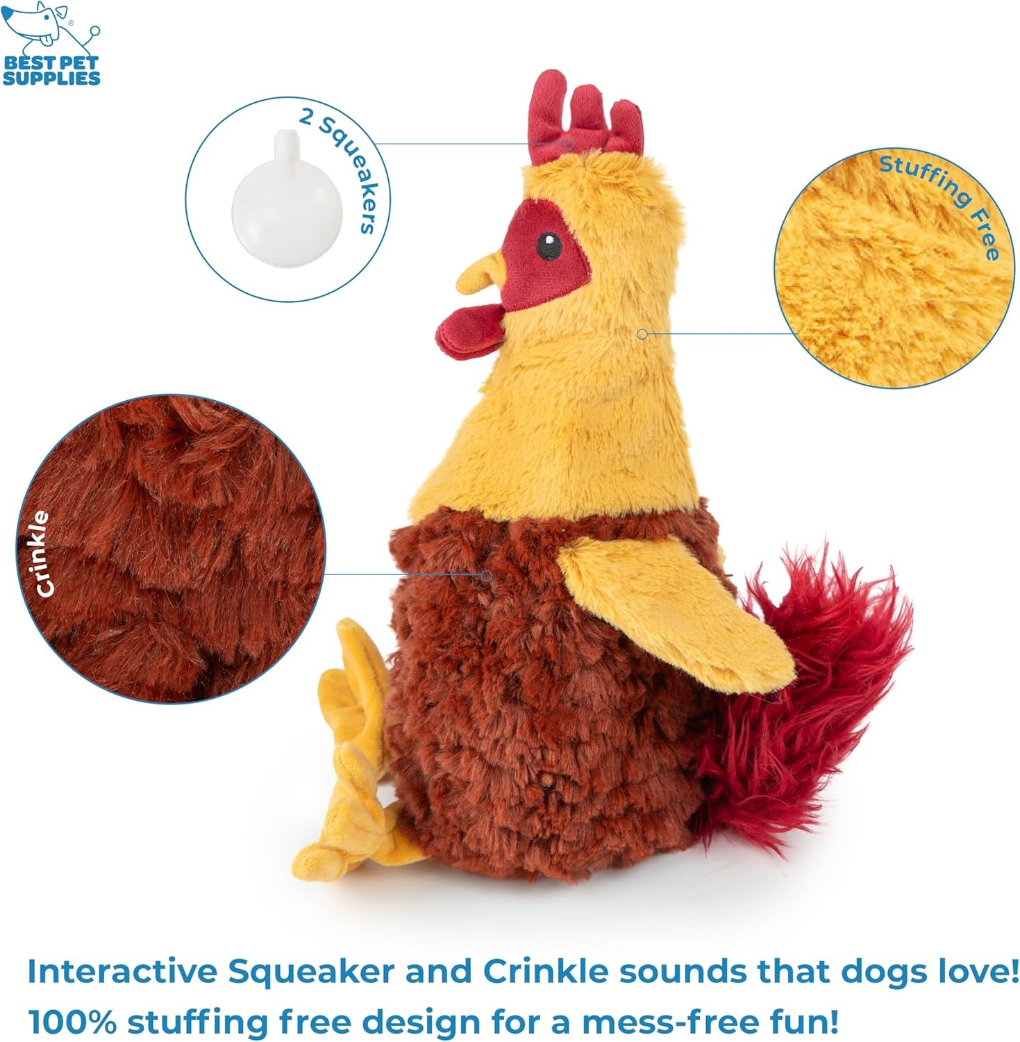 image:imageBest Pet Supplies Interactive Squeaky Dog Chew Toy Ideal Dog Toys for Chewers Small Medium amp Large Dogs and Fetch Lovers Crinkle Duck Blue LargeCrinkle Chicken Wine Red