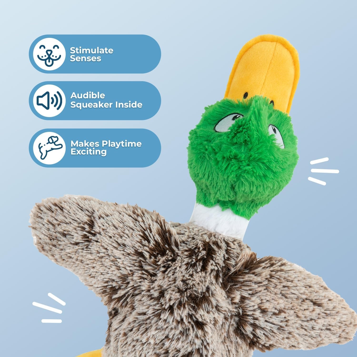 image:imageBest Pet Supplies Interactive Squeaky Dog Chew Toy Ideal Dog Toys for Chewers Small Medium amp Large Dogs and Fetch Lovers Crinkle Duck Blue LargeMallard Duck Gray