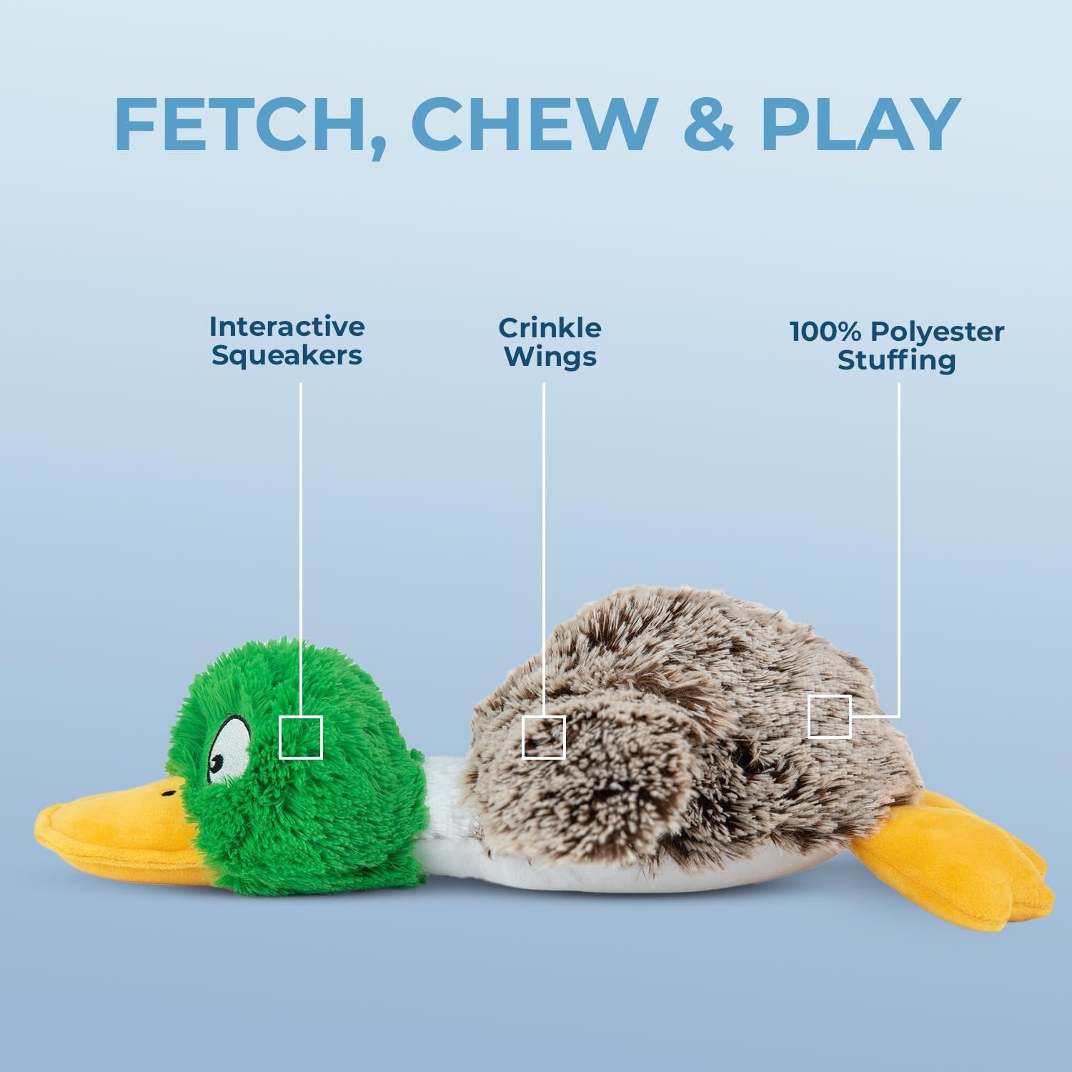 image:imageBest Pet Supplies Interactive Squeaky Dog Chew Toy Ideal Dog Toys for Chewers Small Medium amp Large Dogs and Fetch Lovers Crinkle Duck Blue LargeMallard Duck Gray