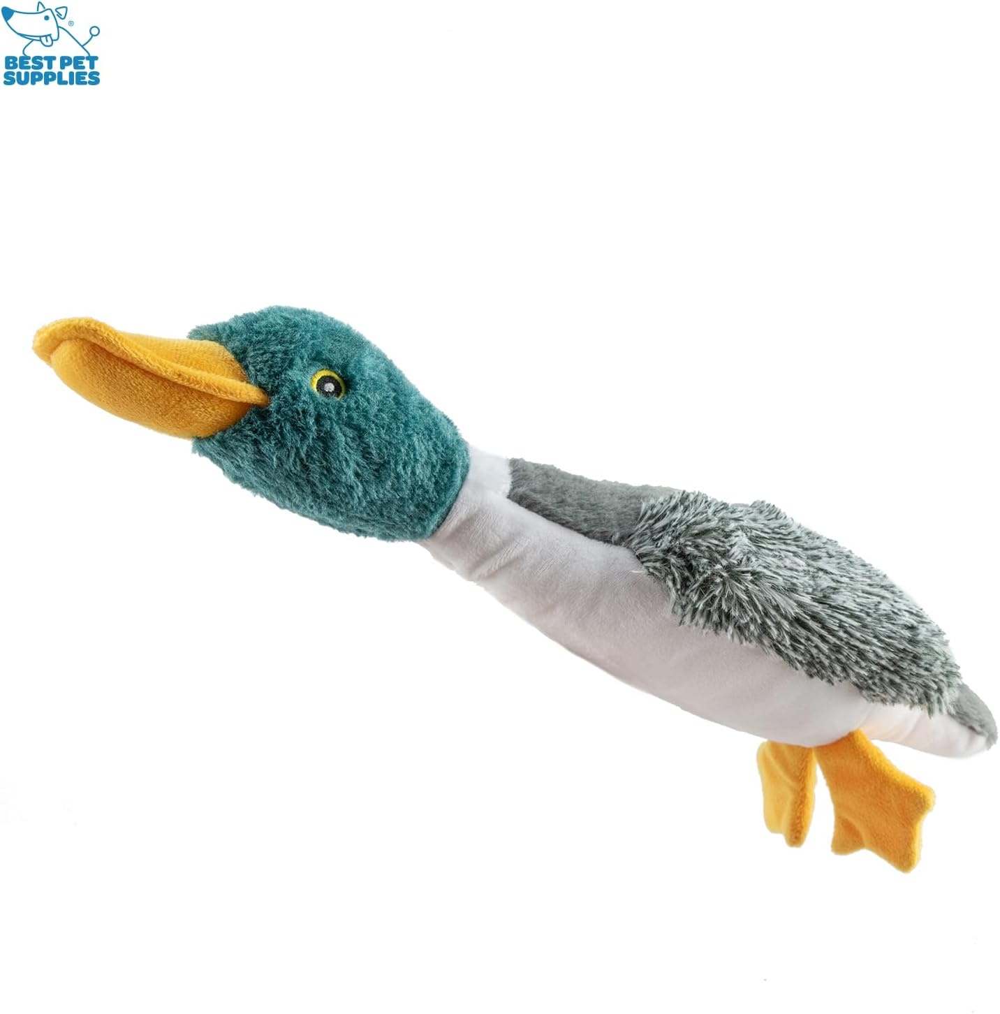 image:imageBest Pet Supplies Interactive Squeaky Dog Chew Toy Ideal Dog Toys for Chewers Small Medium amp Large Dogs and Fetch Lovers Crinkle Duck Blue LargeMallard Duck Gray Gray Brown