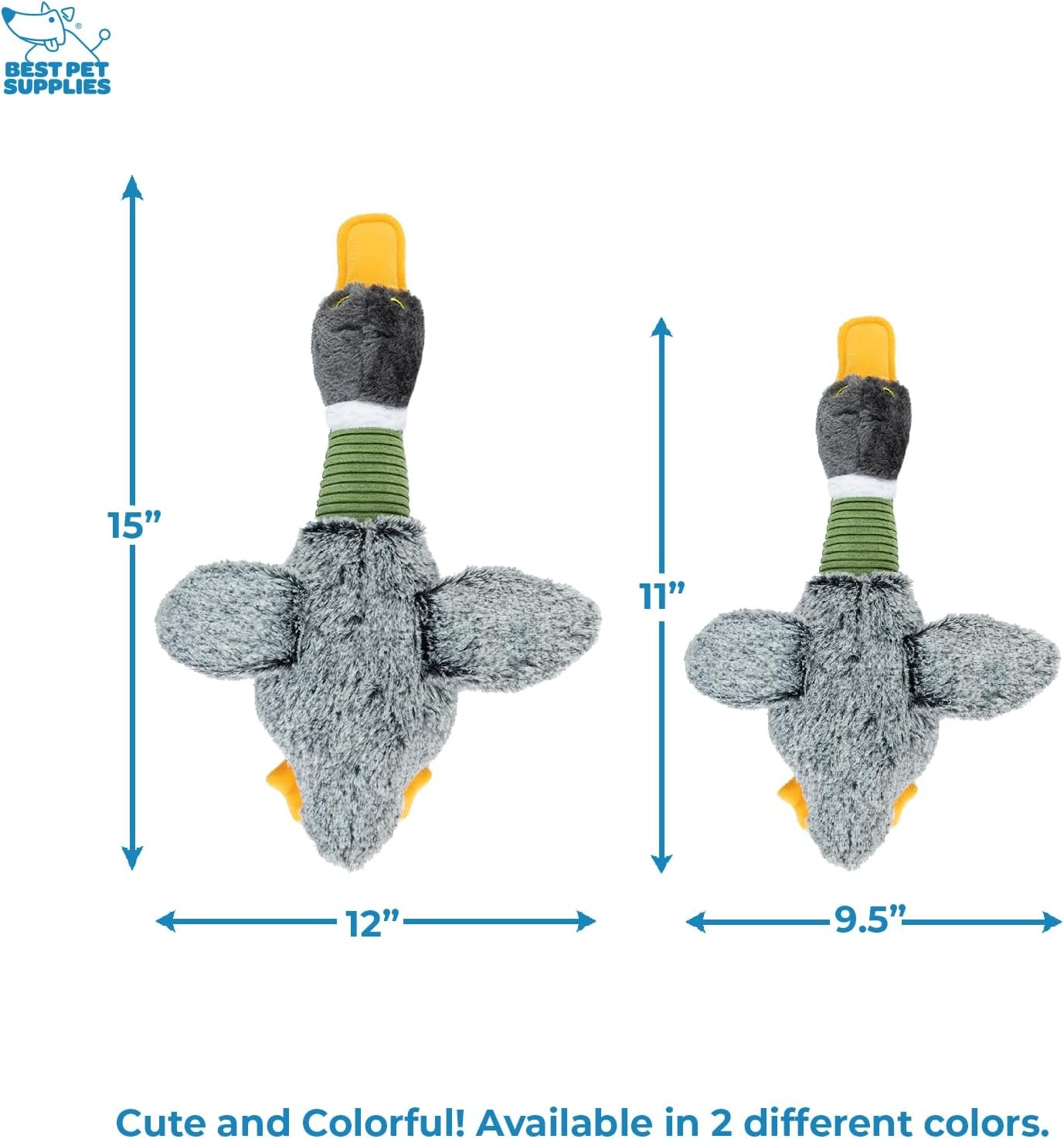 image:imageBest Pet Supplies Interactive Squeaky Dog Chew Toy Ideal Dog Toys for Chewers Small Medium amp Large Dogs and Fetch Lovers Crinkle Duck Blue LargeMallard Duck Wing Gray