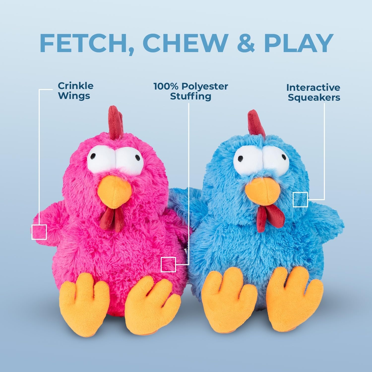 image:imageBest Pet Supplies Interactive Squeaky Dog Chew Toy Ideal Dog Toys for Chewers Small Medium amp Large Dogs and Fetch Lovers Crinkle Duck Blue LargeMrs Cluck Blue