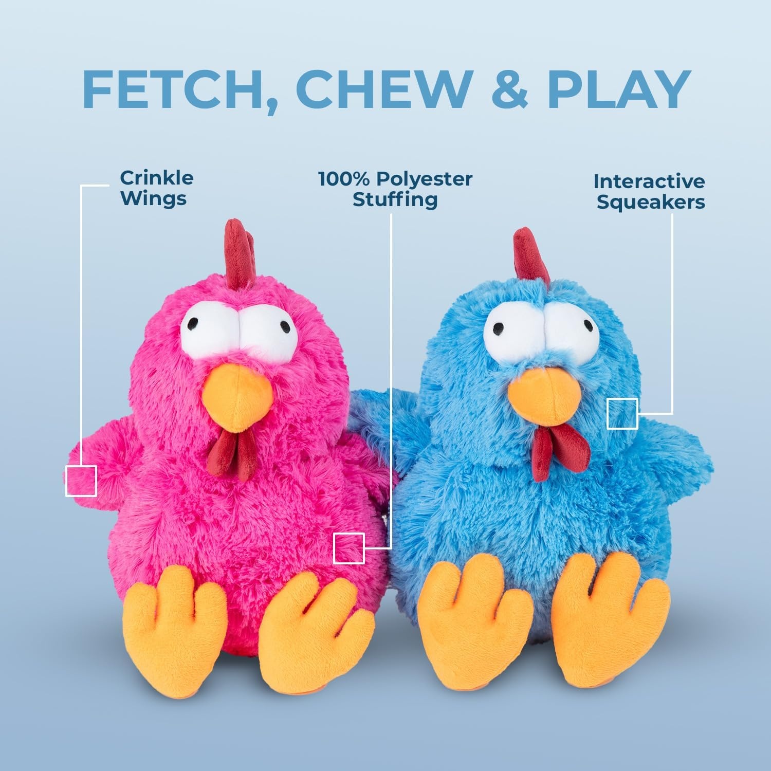 image:imageBest Pet Supplies Interactive Squeaky Dog Chew Toy Ideal Dog Toys for Chewers Small Medium amp Large Dogs and Fetch Lovers Crinkle Duck Blue LargeMrs Cluck Fuchsia