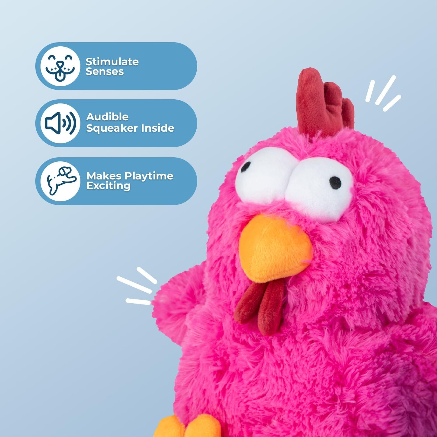image:imageBest Pet Supplies Interactive Squeaky Dog Chew Toy Ideal Dog Toys for Chewers Small Medium amp Large Dogs and Fetch Lovers Crinkle Duck Blue LargeMrs Cluck Fuchsia