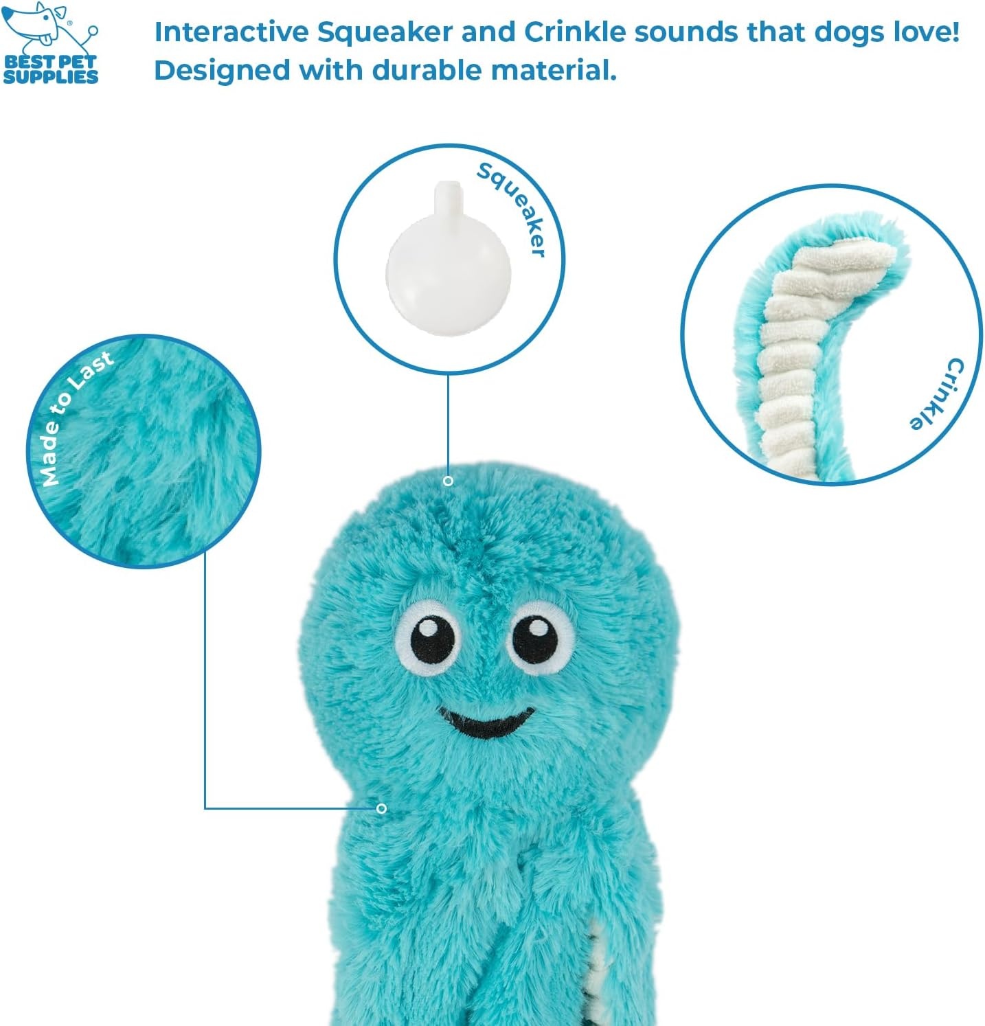 image:imageBest Pet Supplies Interactive Squeaky Dog Chew Toy Ideal Dog Toys for Chewers Small Medium amp Large Dogs and Fetch Lovers Crinkle Duck Blue LargeOctomutant Turquoise