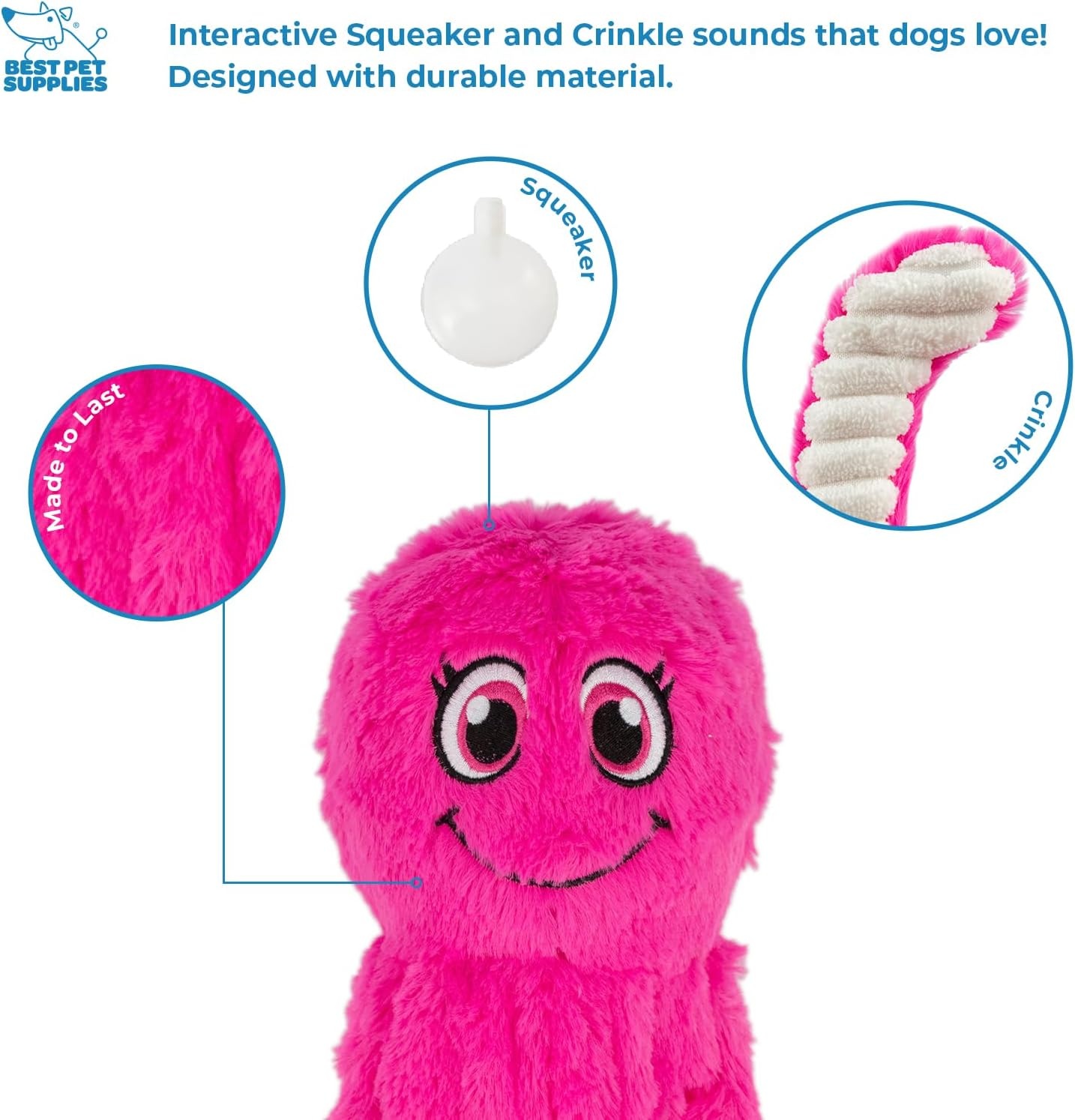 image:imageBest Pet Supplies Interactive Squeaky Dog Chew Toy Ideal Dog Toys for Chewers Small Medium amp Large Dogs and Fetch Lovers Crinkle Duck Blue LargeOctomutant Fuchsia