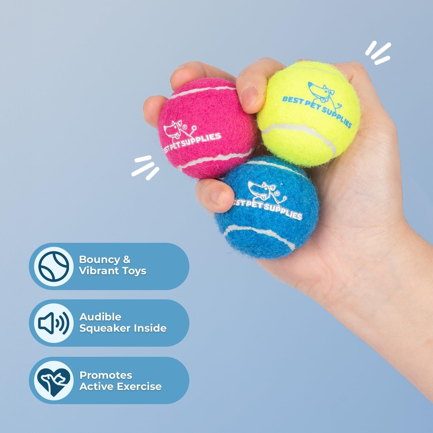 image:imageBest Pet Supplies Interactive Squeaky Dog Chew Toy Ideal Dog Toys for Chewers Small Medium amp Large Dogs and Fetch Lovers Crinkle Duck Blue LargeTennis Assorted Color