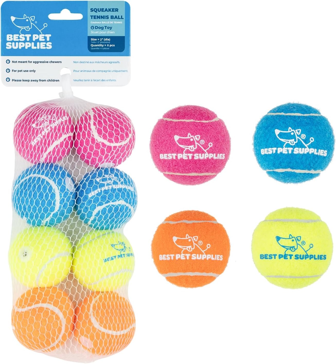 image:imageBest Pet Supplies Interactive Squeaky Dog Chew Toy Ideal Dog Toys for Chewers Small Medium amp Large Dogs and Fetch Lovers Crinkle Duck Blue LargeTennis Assorted Color