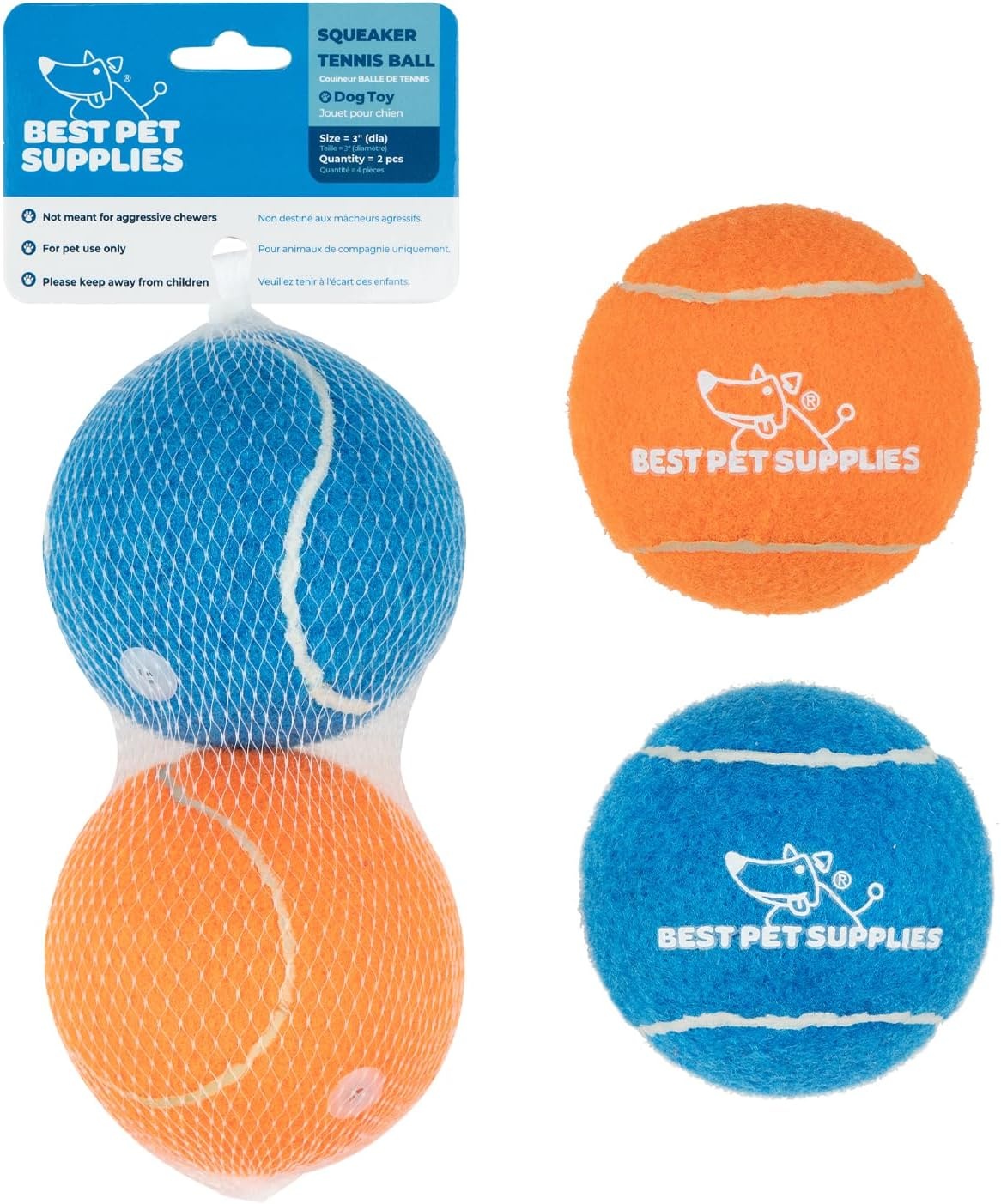image:imageBest Pet Supplies Interactive Squeaky Dog Chew Toy Ideal Dog Toys for Chewers Small Medium amp Large Dogs and Fetch Lovers Crinkle Duck Blue LargeTennis Assorted Color