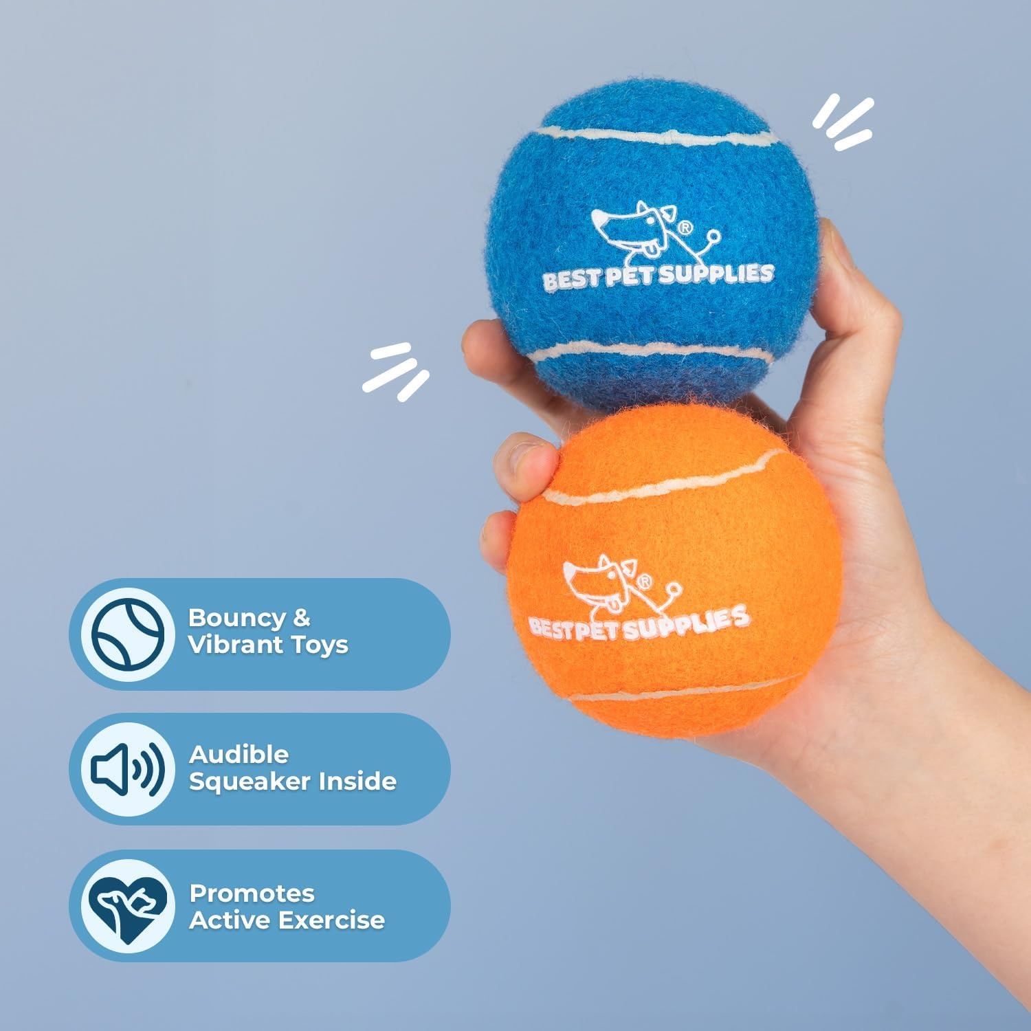 image:imageBest Pet Supplies Interactive Squeaky Dog Chew Toy Ideal Dog Toys for Chewers Small Medium amp Large Dogs and Fetch Lovers Crinkle Duck Blue LargeTennis Assorted Color