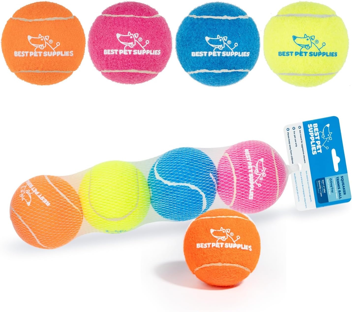 image:imageBest Pet Supplies Interactive Squeaky Dog Chew Toy Ideal Dog Toys for Chewers Small Medium amp Large Dogs and Fetch Lovers Crinkle Duck Blue LargeTennis Assorted Color