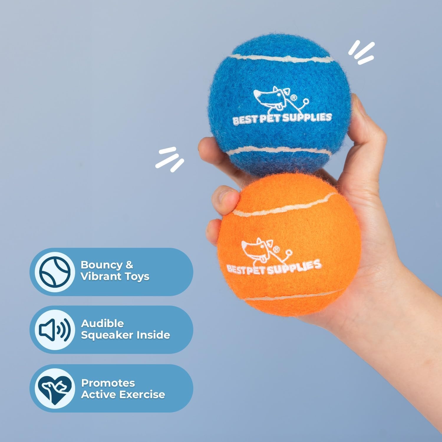 image:imageBest Pet Supplies Interactive Squeaky Dog Chew Toy Ideal Dog Toys for Chewers Small Medium amp Large Dogs and Fetch Lovers Crinkle Duck Blue LargeTennis Assorted Color