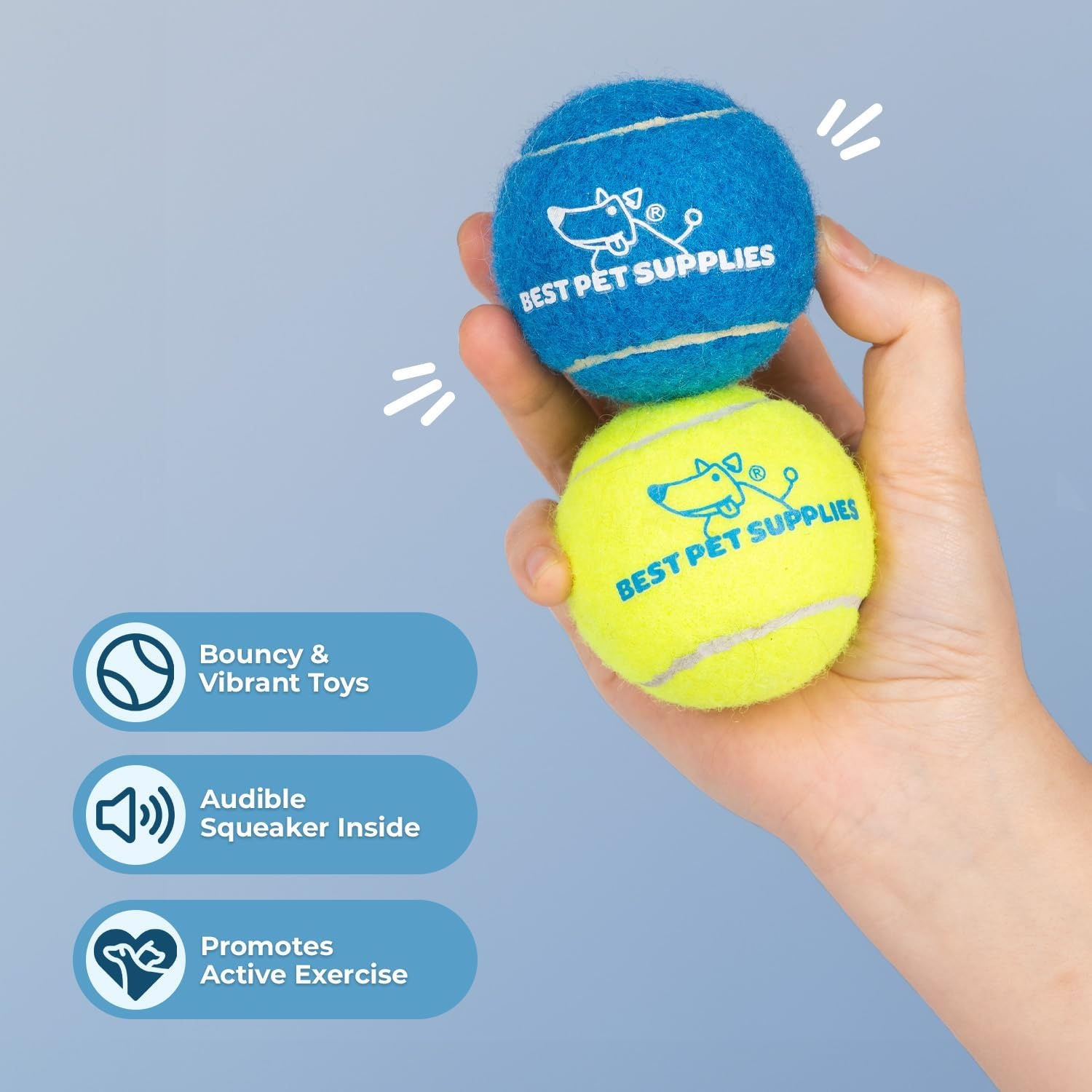 image:imageBest Pet Supplies Interactive Squeaky Dog Chew Toy Ideal Dog Toys for Chewers Small Medium amp Large Dogs and Fetch Lovers Crinkle Duck Blue LargeTennis Assorted Color