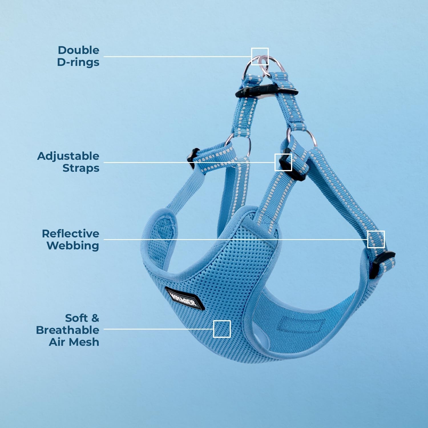 image:imageBest Pet Supplies Voyager Adjustable Stepin Flex Breathable Mesh Dog Harness for Small Medium Large Dogs Leash Set Army Base SHarness Baby Blue