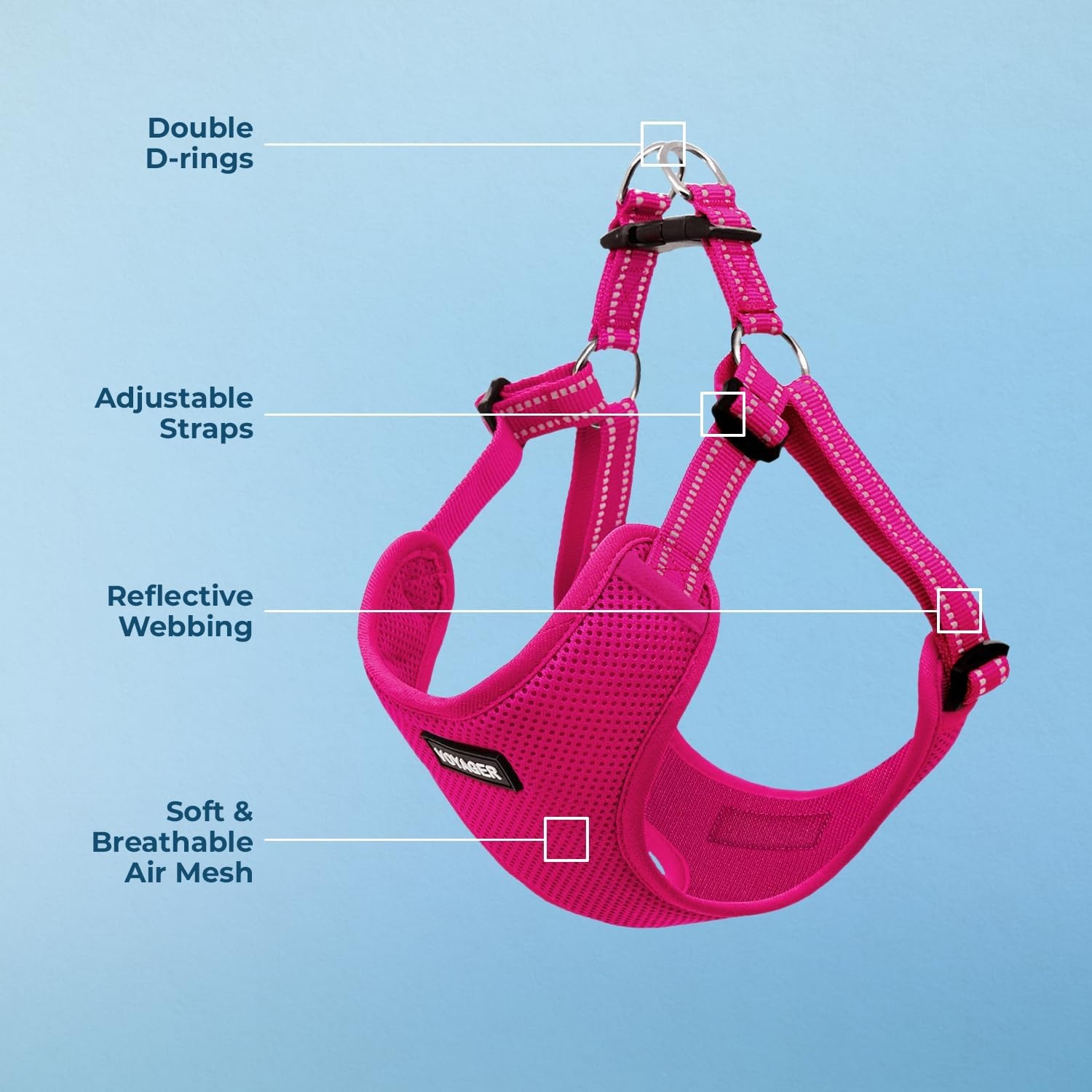 image:imageBest Pet Supplies Voyager Adjustable Stepin Flex Breathable Mesh Dog Harness for Small Medium Large Dogs Leash Set Army Base SHarness Fuchsia