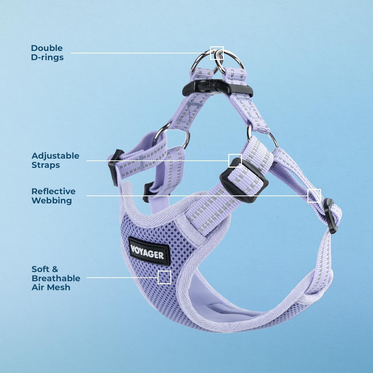 image:imageBest Pet Supplies Voyager Adjustable Stepin Flex Breathable Mesh Dog Harness for Small Medium Large Dogs Leash Set Army Base SHarness Lavender