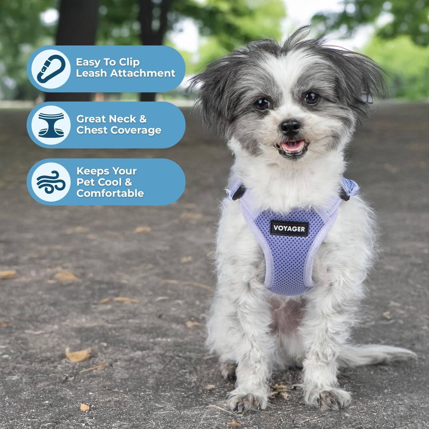 image:imageBest Pet Supplies Voyager Adjustable Stepin Flex Breathable Mesh Dog Harness for Small Medium Large Dogs Leash Set Army Base SHarness Lavender